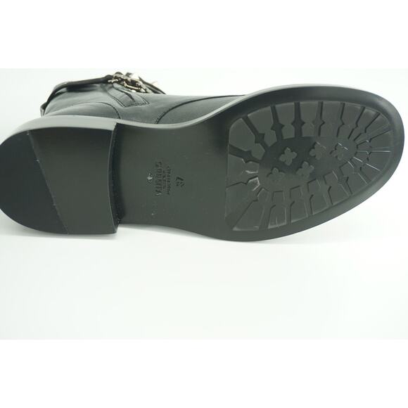 Valentino Rockstud Chain Combat Ankle Boots Size 37 black Leather $1290 - Picture 5 of 12